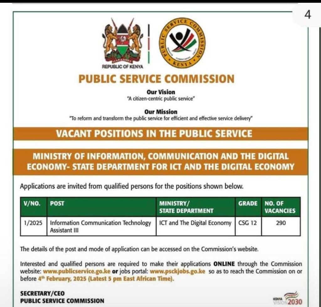 290 Information and Communication Technology Job at Public Service Commission (PSC)