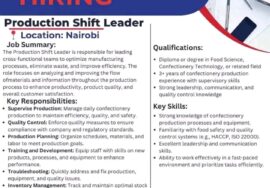 Production Shift Leader at Kenafric