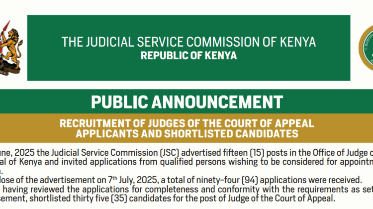 JSC Shortlists 35 Candidates for Court of Appeal and Environment & Land Court Judge Positions